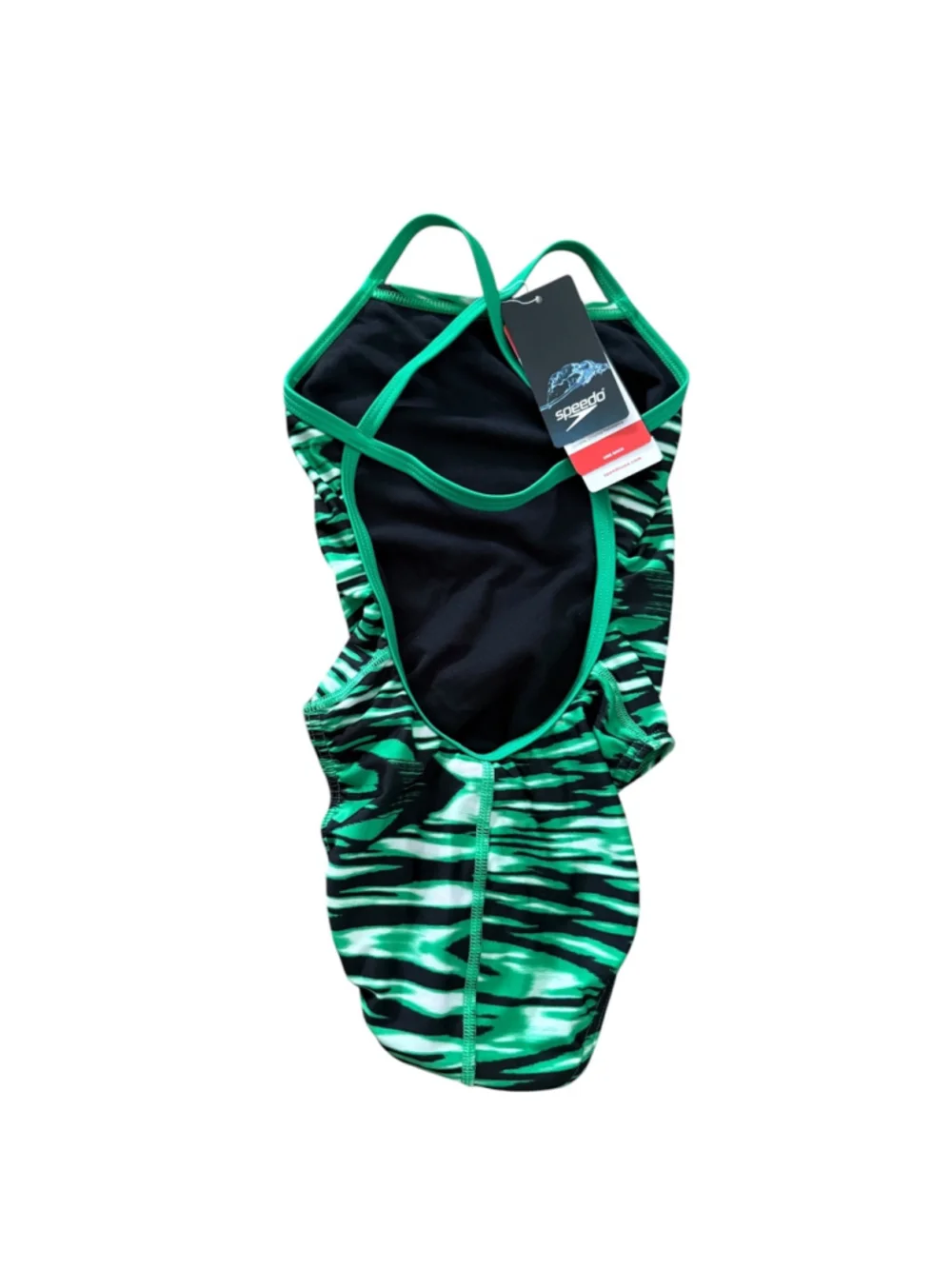 Speedo Endurance One Back Competition Swimsuit Green Black Print Size 8/34 NWT